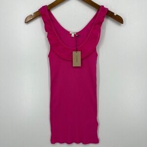 J. Crew Tank Top Women's Size XS Pink Sleeveless Ribbed Ruffle New NWT